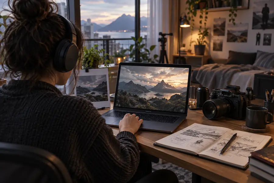 Generated cinematic video scene shown as the moving result