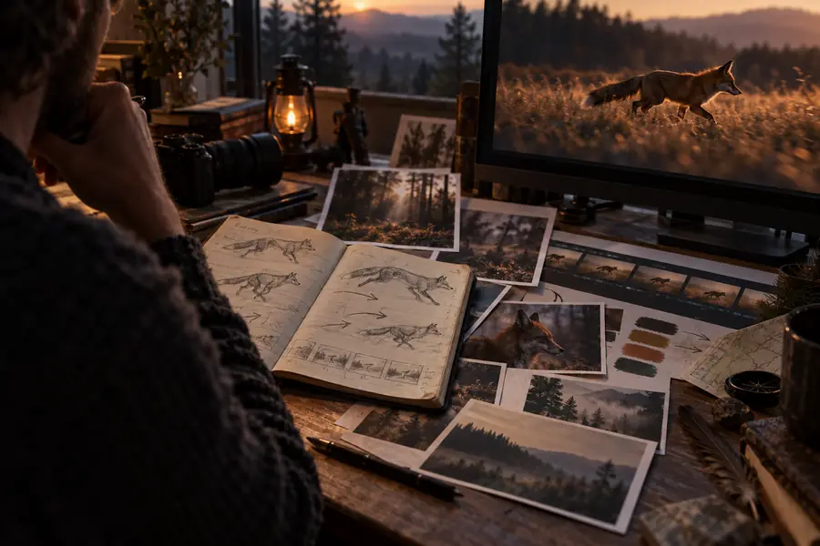 Unstructured prompt concept for a cinematic animal video
